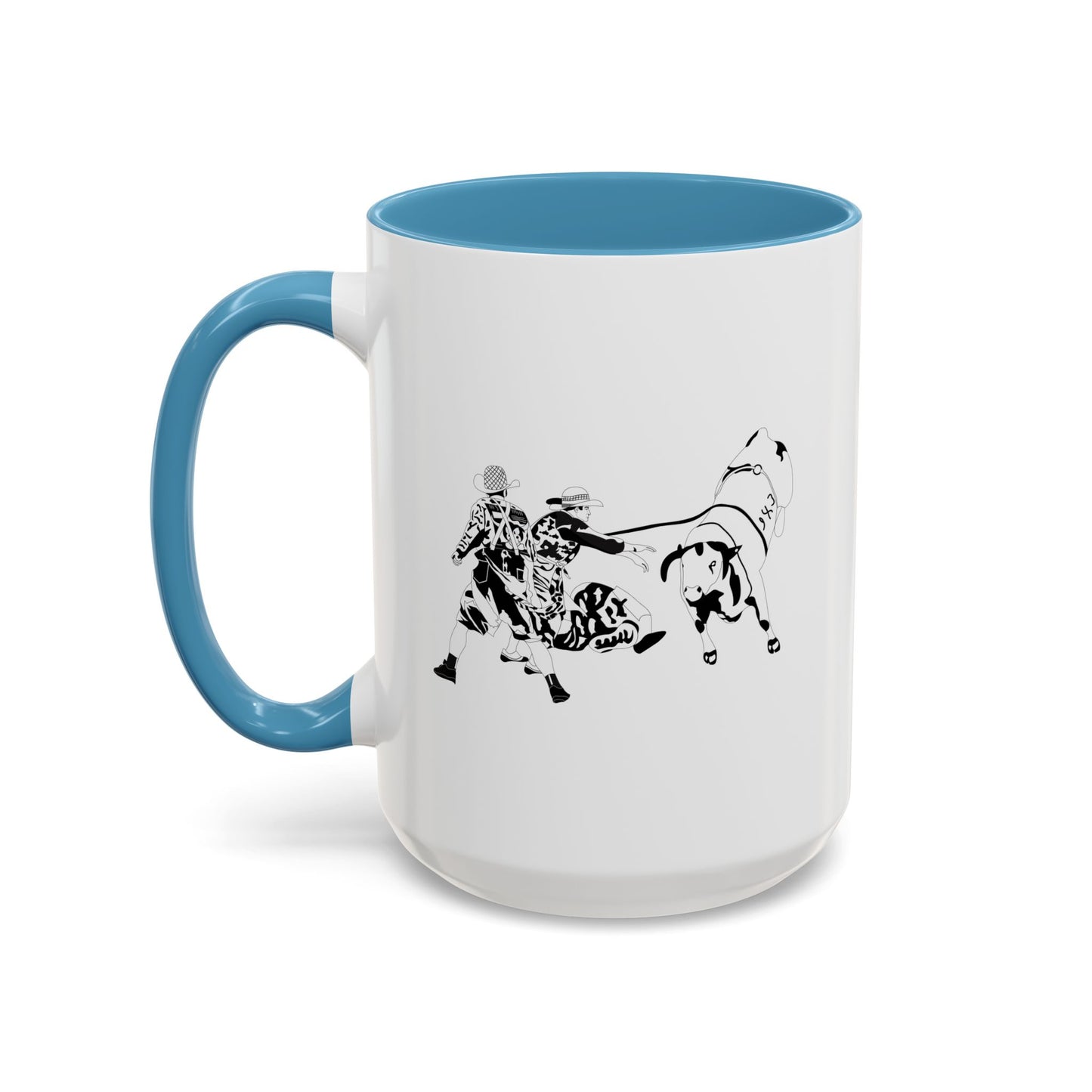 Accent Coffee Mug (11, 15oz) - Clowns and Bull - BW