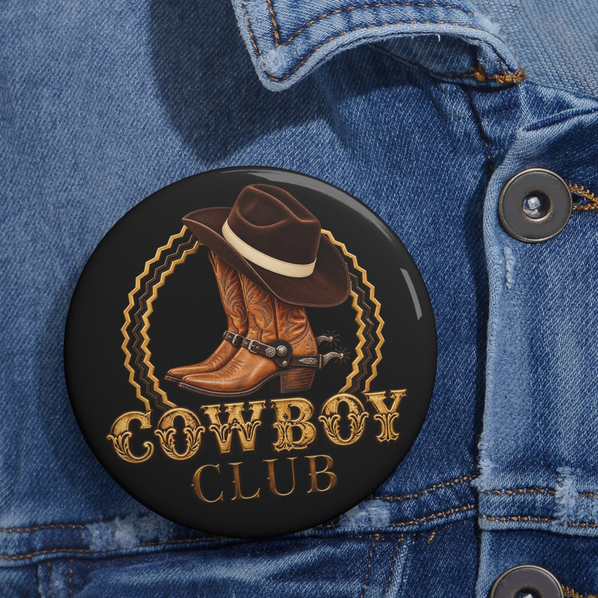 Custom Pin Buttons - Cowboys - Cowboy Club - Color - 3D Transparent