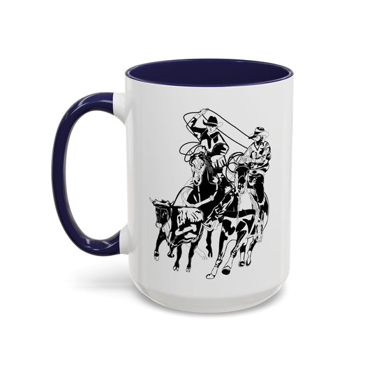 Accent Coffee Mug (11, 15oz) - California Rodeo - Salinas Team Roping - BW