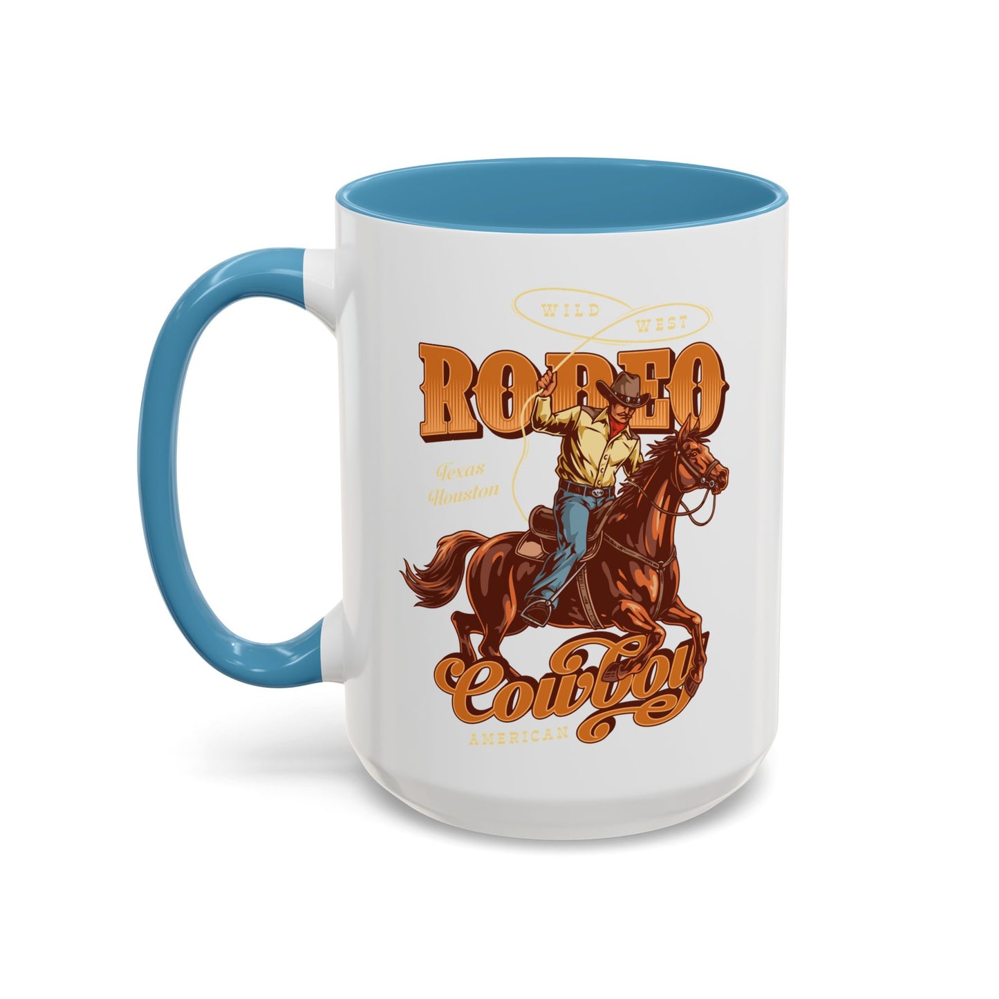 Accent Coffee Mug (11, 15oz) - Wild West - Houston, Texas - American Rodeo Cowboy