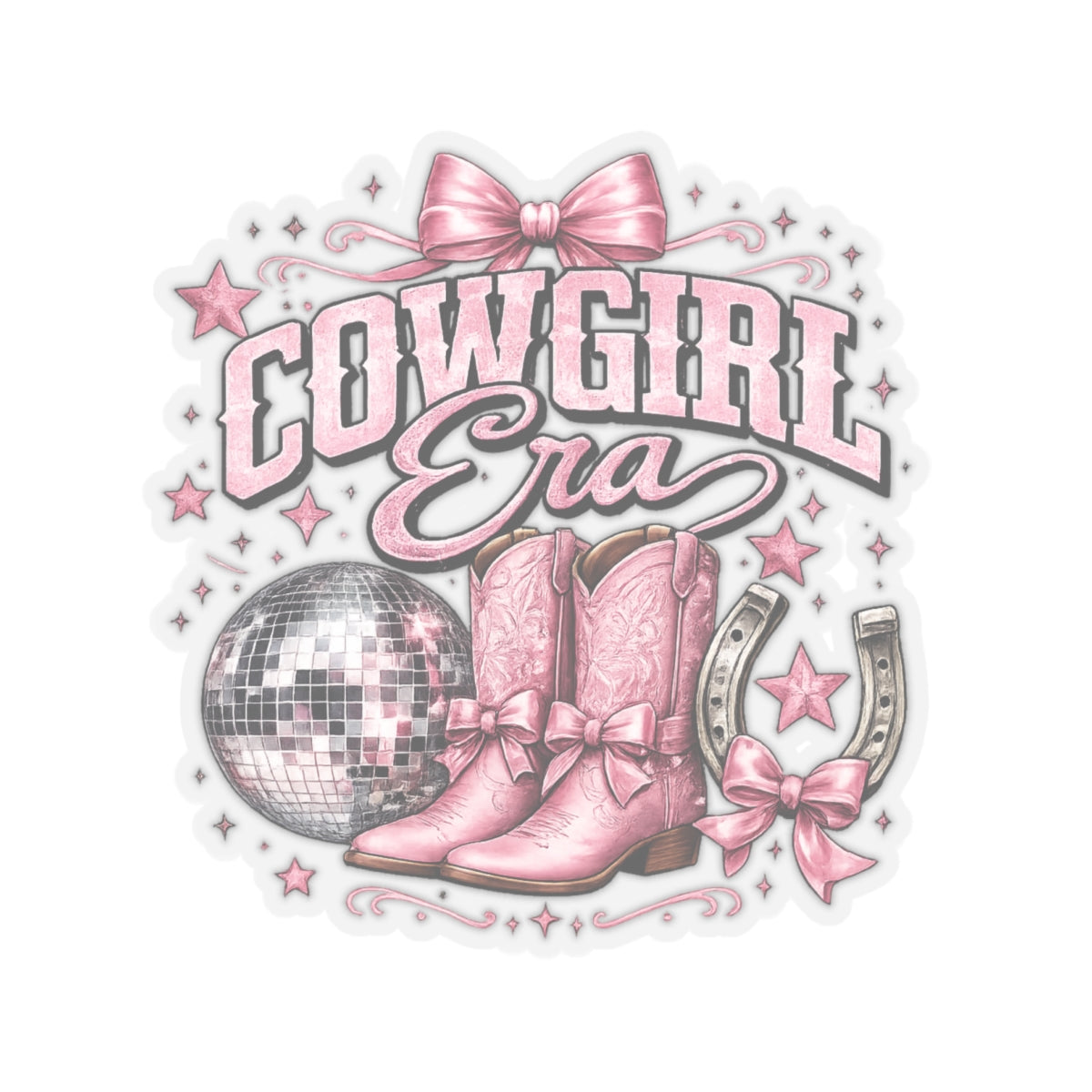 Kiss-Cut Sticker — Cowgirl glam with pink sparkle