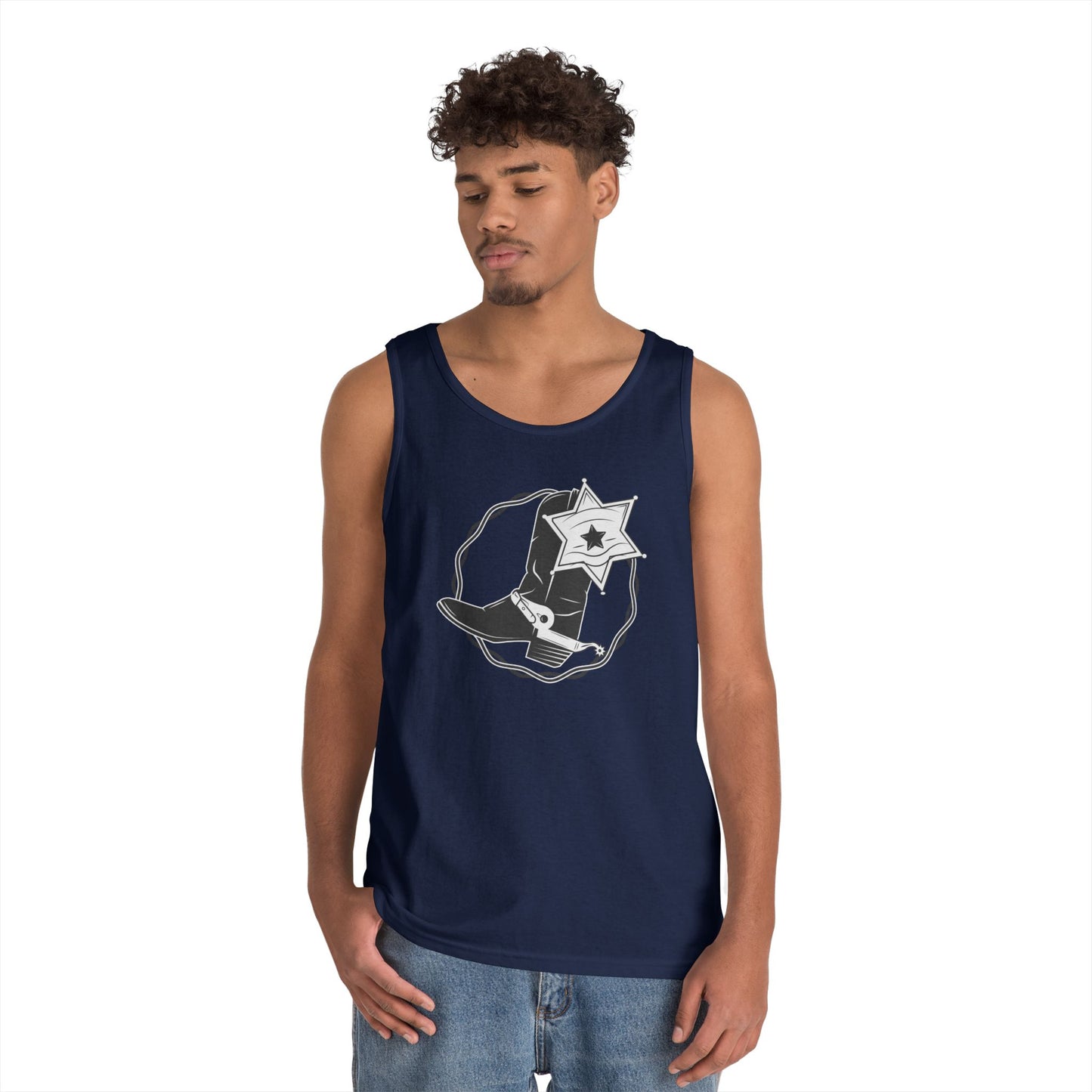 Unisex Heavy Cotton Tank Top - Boots w Star