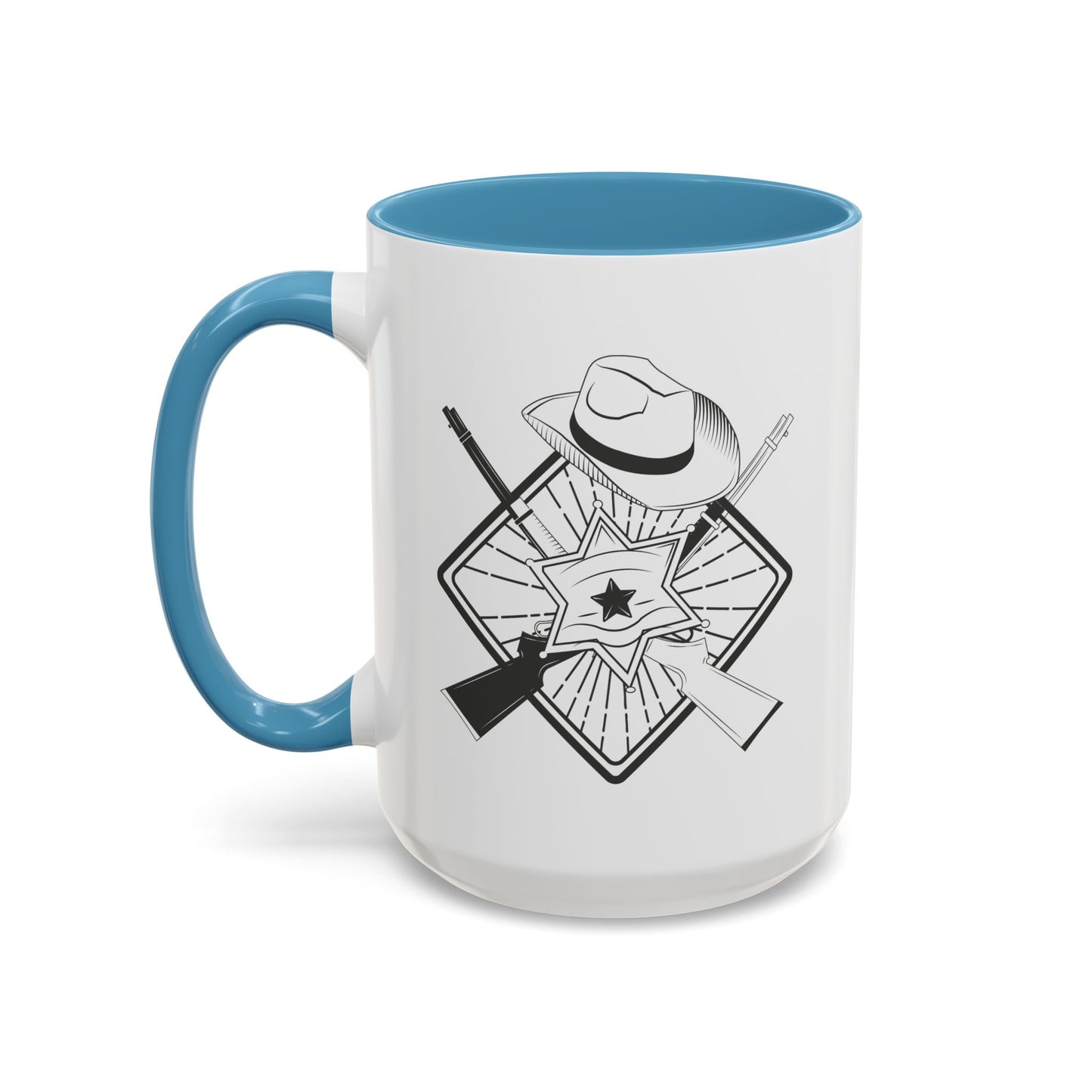 Accent Coffee Mug (11, 15oz) - Vintage Cowboy w Rifles and Hat