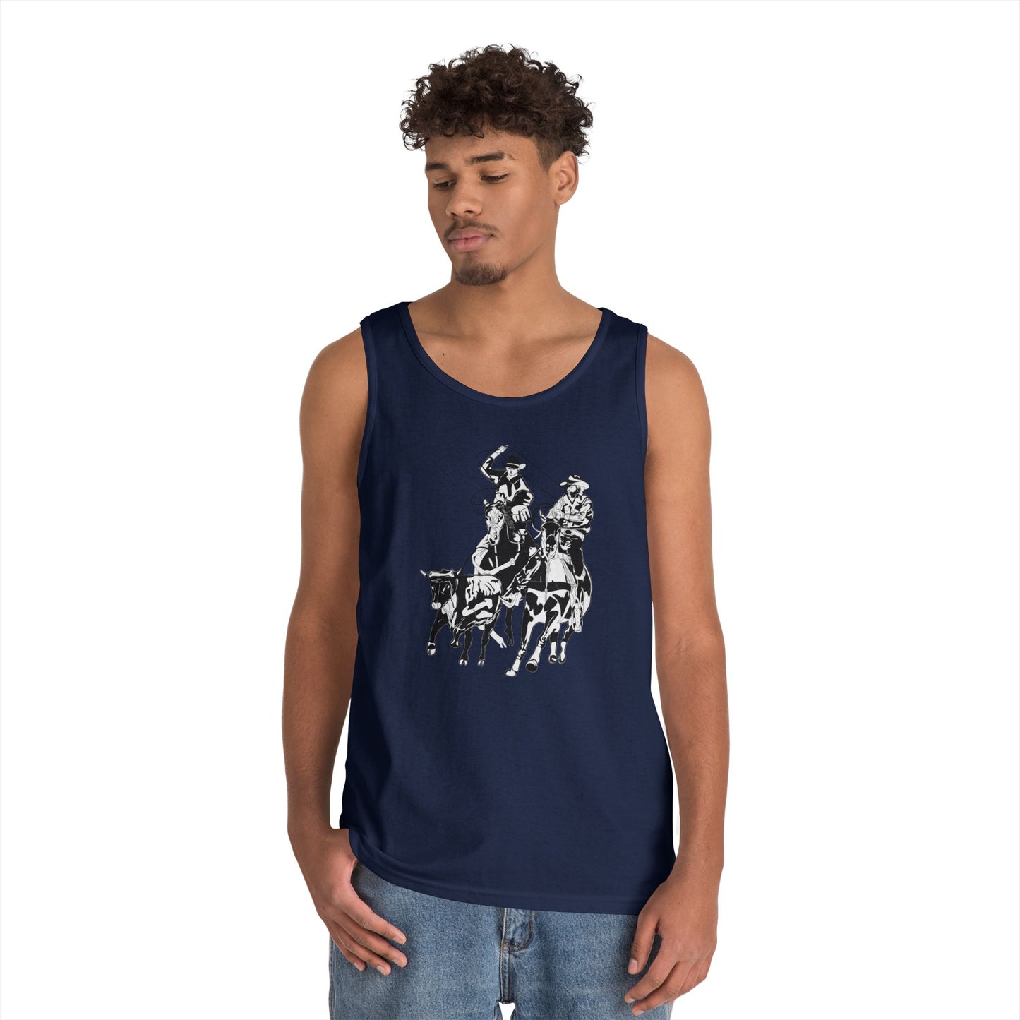 Unisex Heavy Cotton Tank Top - California Rodeo - Salinas Team Roping - BW
