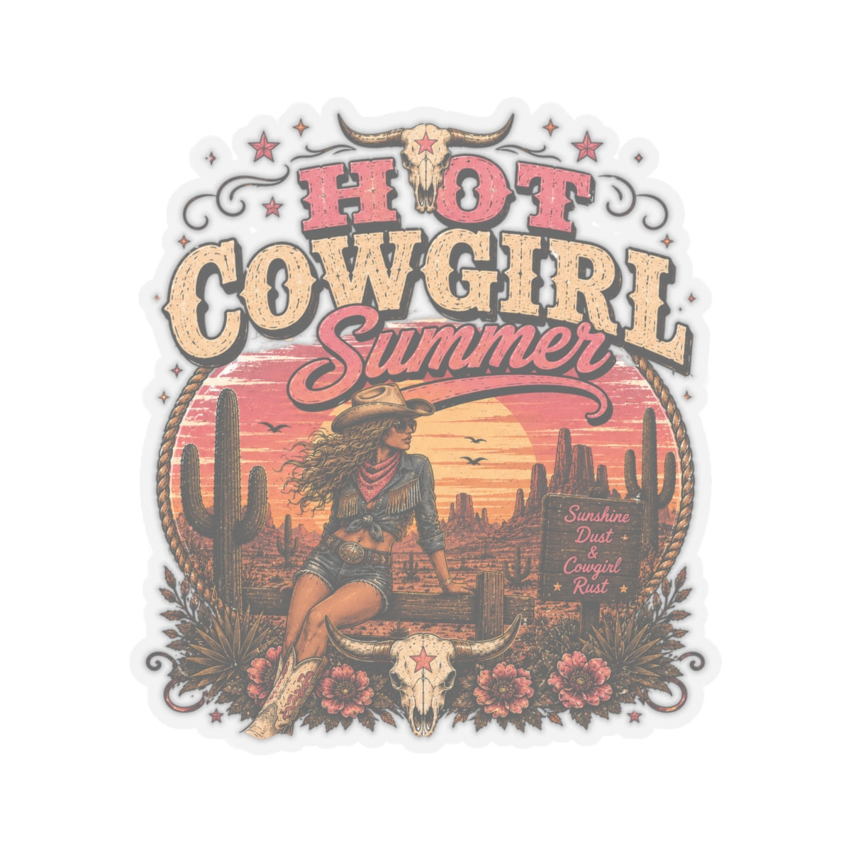 Kiss-Cut Sticker — Hot cowgirl summer vibes