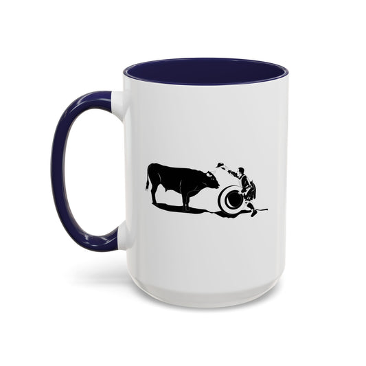 Accent Coffee Mug (11, 15oz) - Clown and Bull - BW