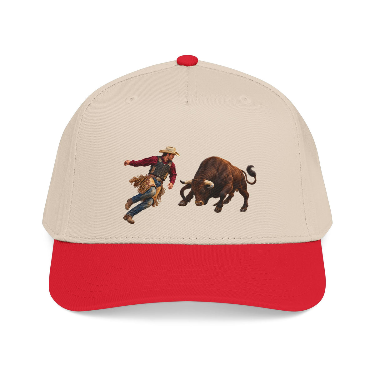 Mid Profile Baseball Cap — Cowboys - Cowboy and Bull - Color - 3D Transparent