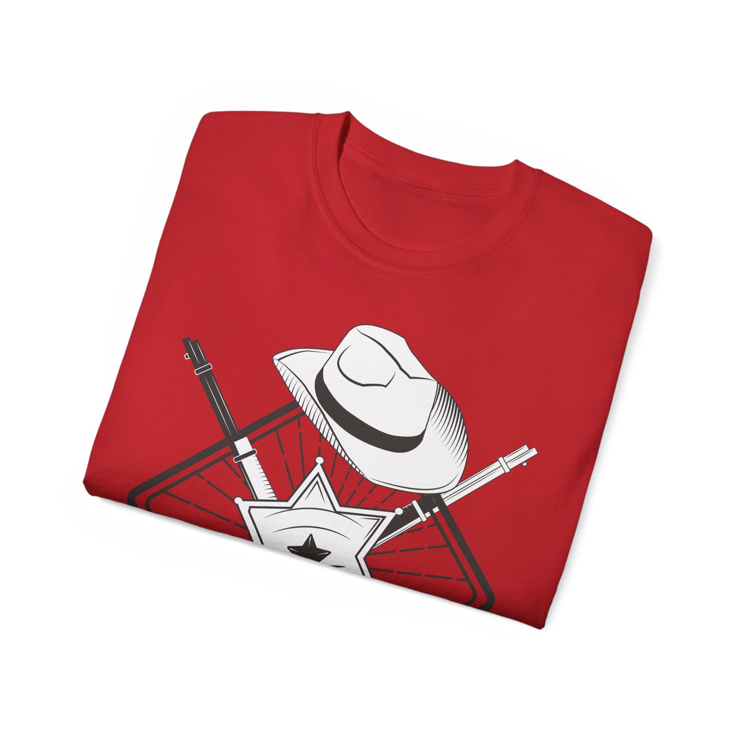Unisex Ultra Cotton Tee - Vintage Cowboy w Rifles and Hat