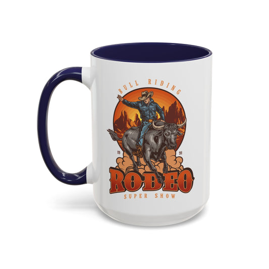 Accent Coffee Mug (11, 15oz) - Bull Riding - Rodeo Super Show