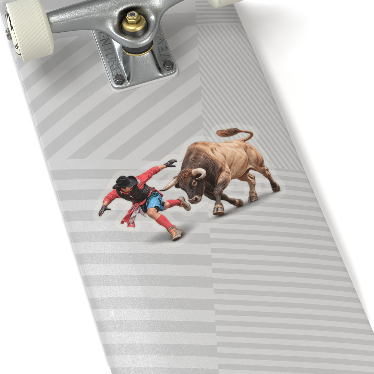 Kiss-Cut Stickers - Cowboys - Bull Chasing Clown - Ground Shadow - without Text - 3D Transparent