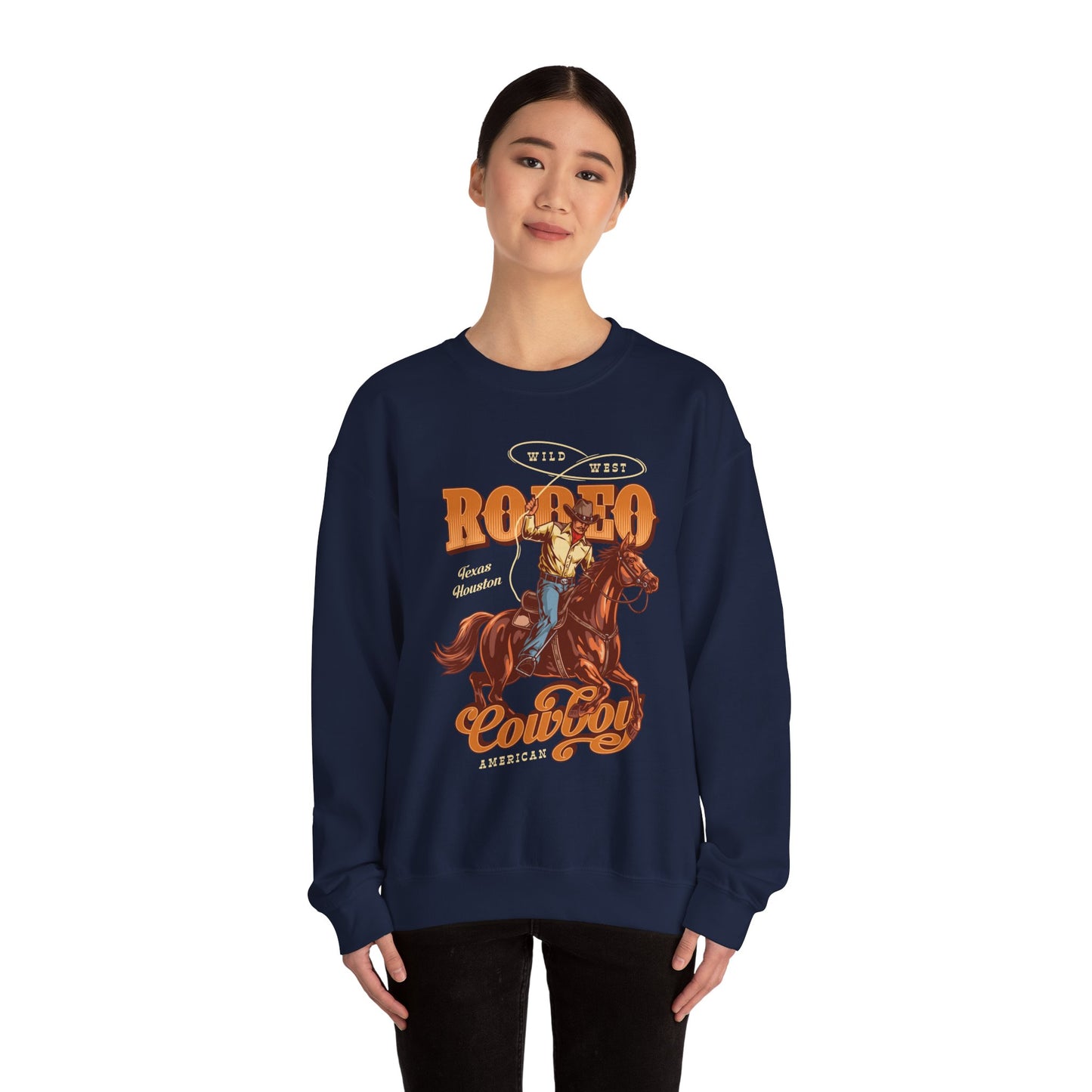 Crewneck Sweatshirt - Wild West - Houston, Texas - American Rodeo Cowboy