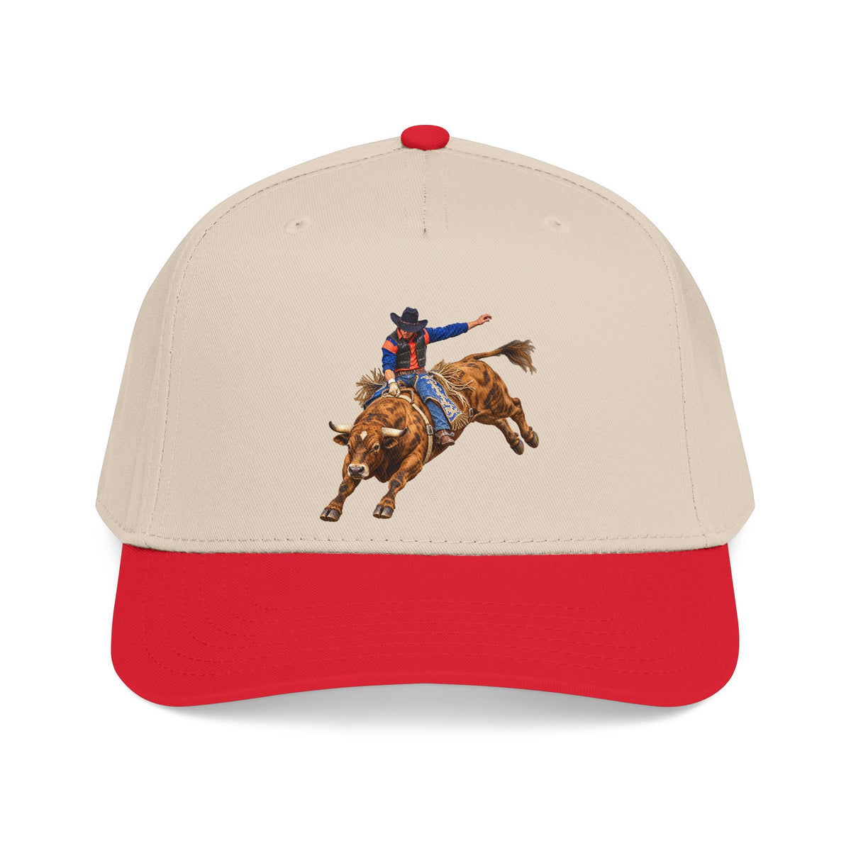 Mid Profile Baseball Cap — Cowboys - Bull Rider - Oblique - without Text - 3D Transparent
