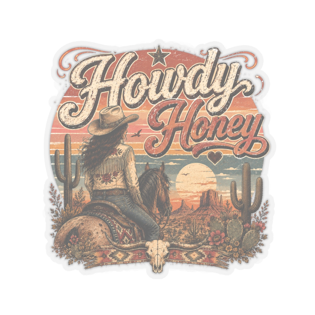 Kiss-Cut Sticker — Howdy Honey in the desert