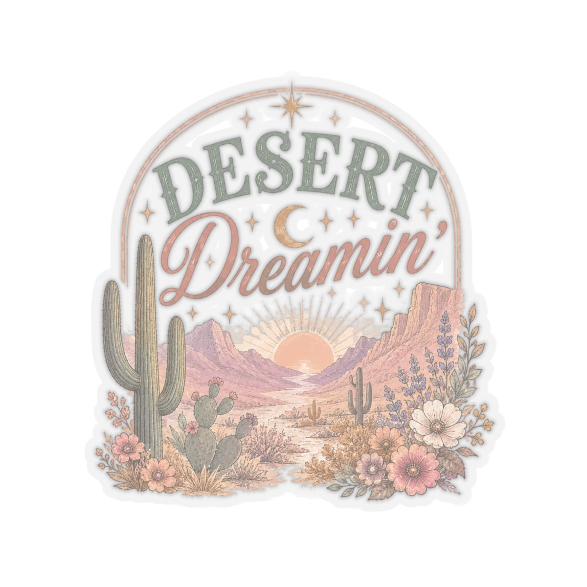 Kiss-Cut Sticker — Desert dreamin' in pastel hues