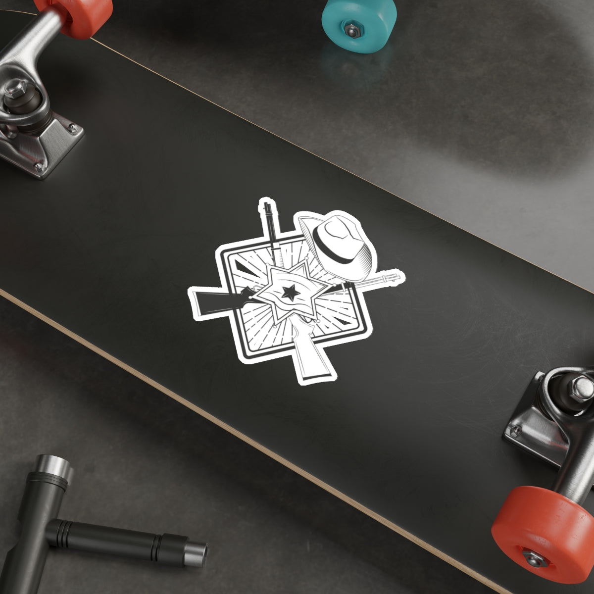 Die-cut stickers - Vintage Cowboy w Rifles and Hat