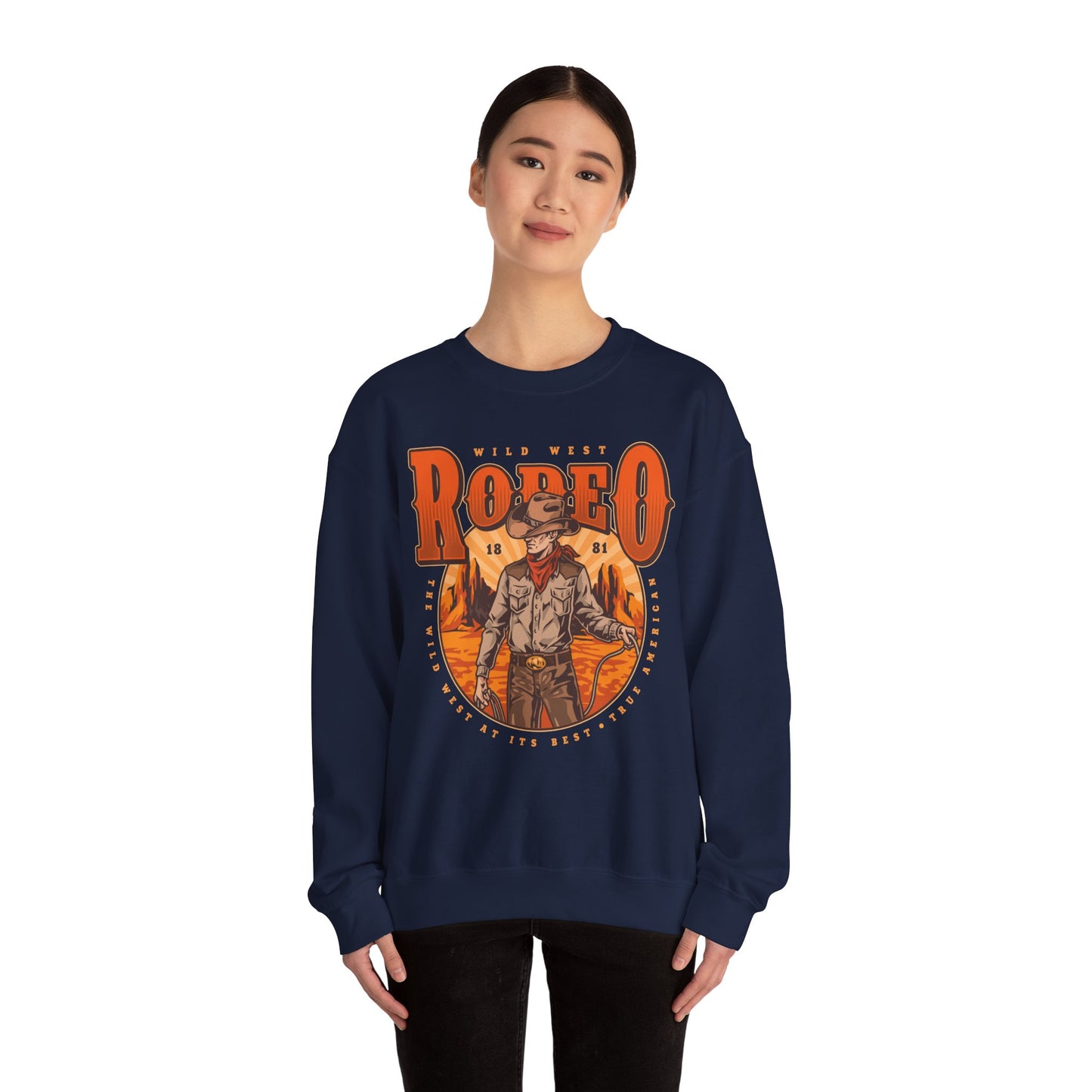 Crewneck Sweatshirt - Wild West Rodeo - True American - The Wild West At Its Best
