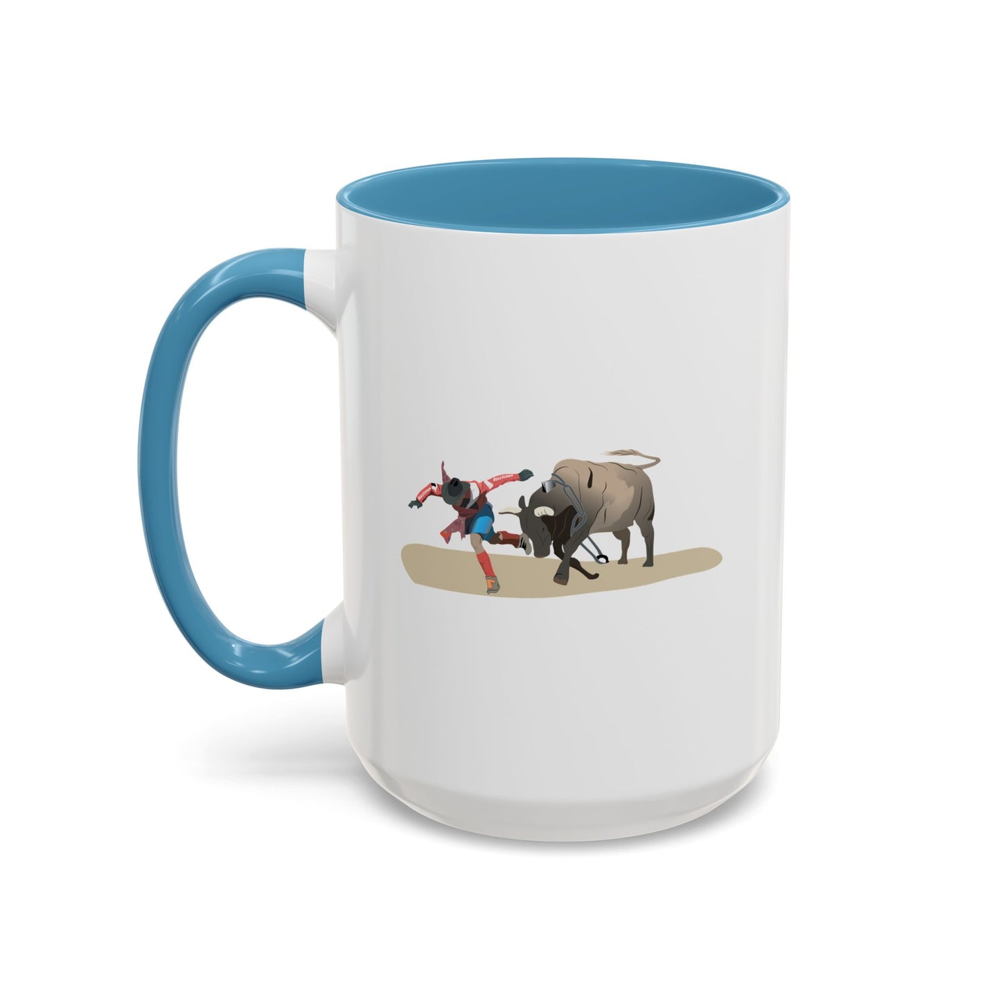 Accent Coffee Mug (11, 15oz) - Rodeo - Bull and Clown