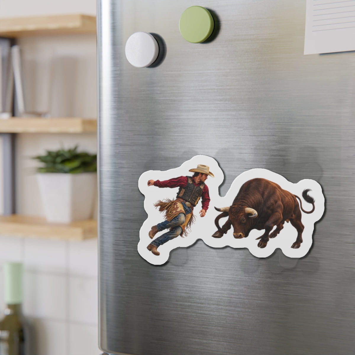 Die-Cut Magnets — Cowboys - Cowboy and Bull - Color - 3D Transparent