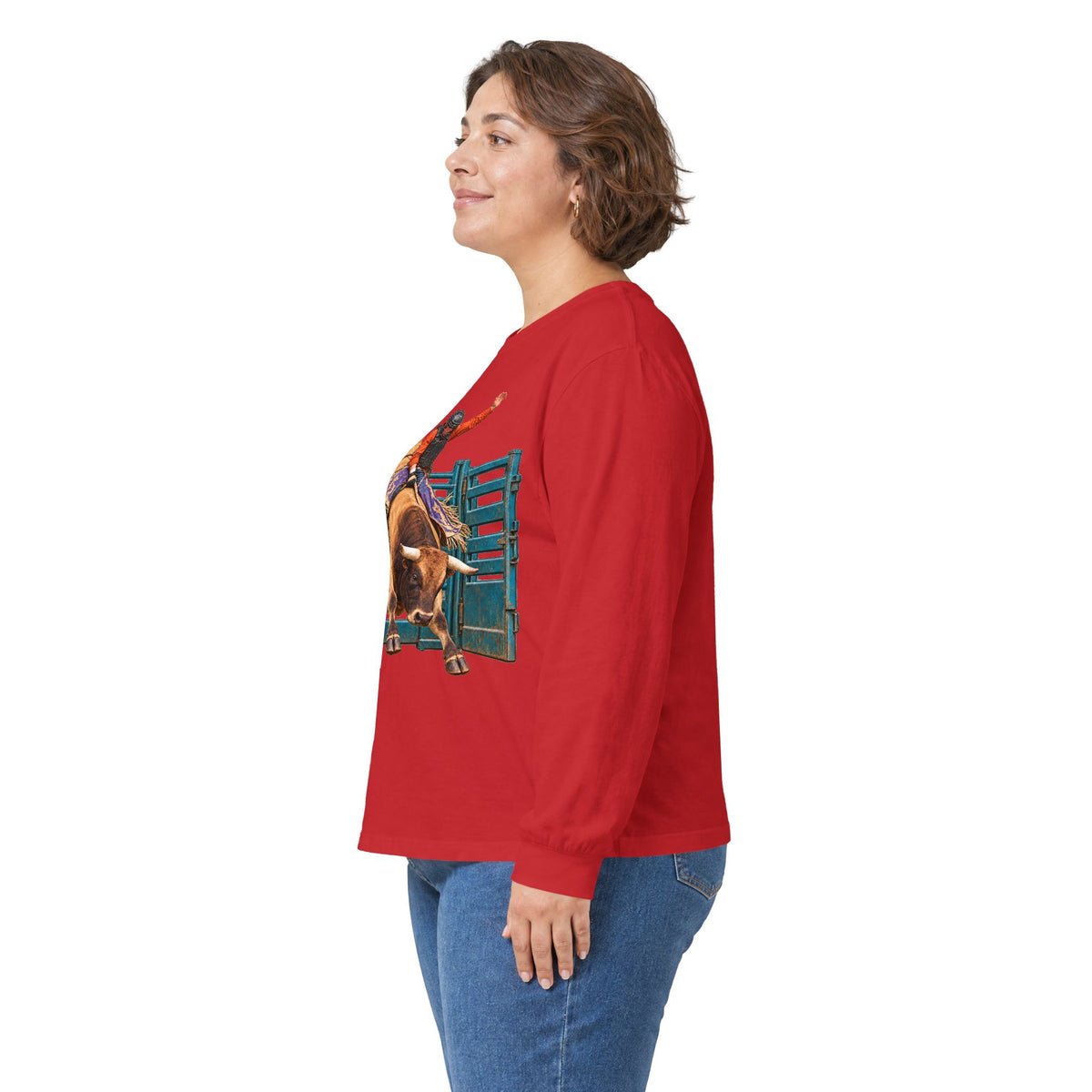 Unisex Ultra Cotton Long Sleeve Tee - Cowboys - Bull Rider - Out of the Chute - without Text - 3D Transparent