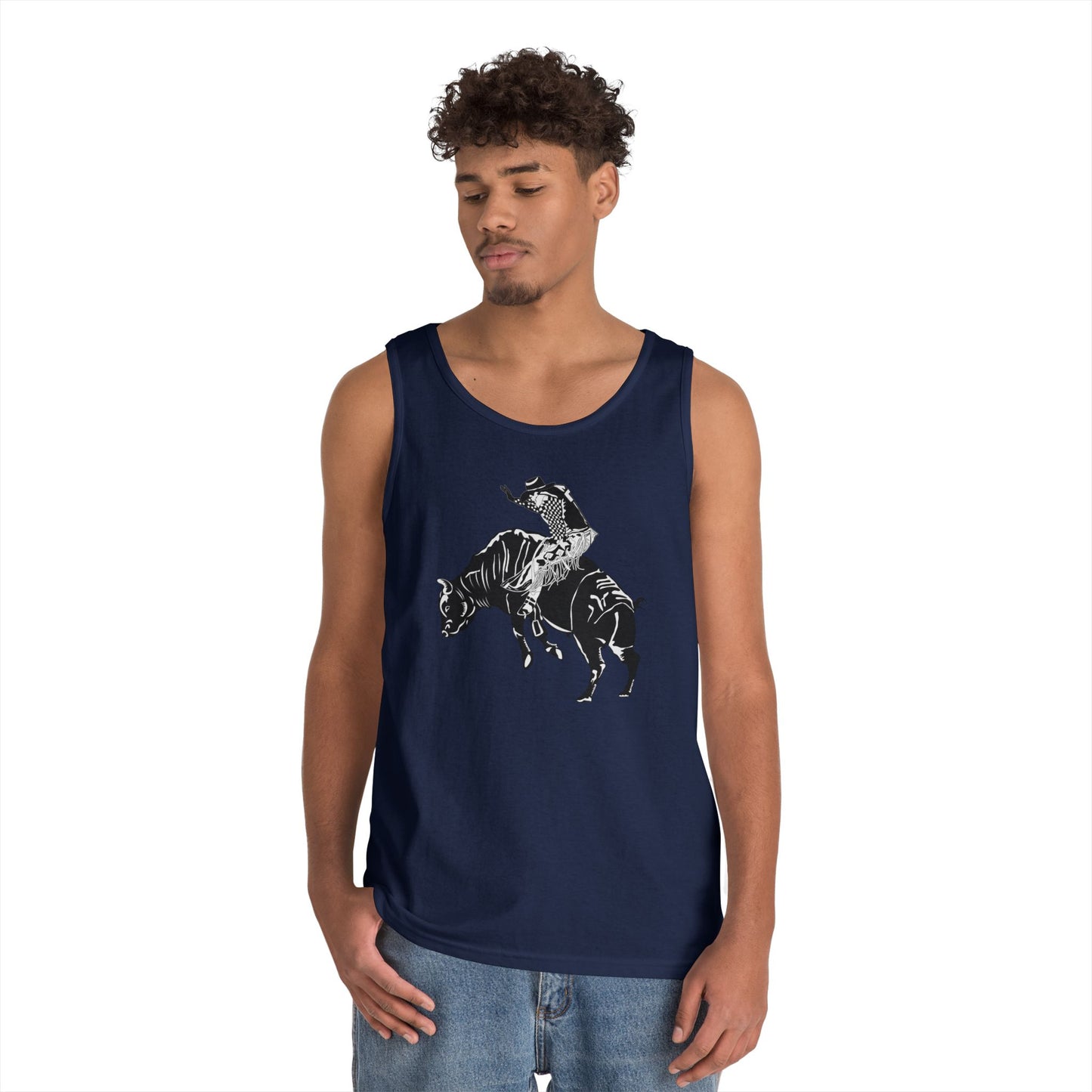 Unisex Heavy Cotton Tank Top - Cowboy - Bull Rider - BW