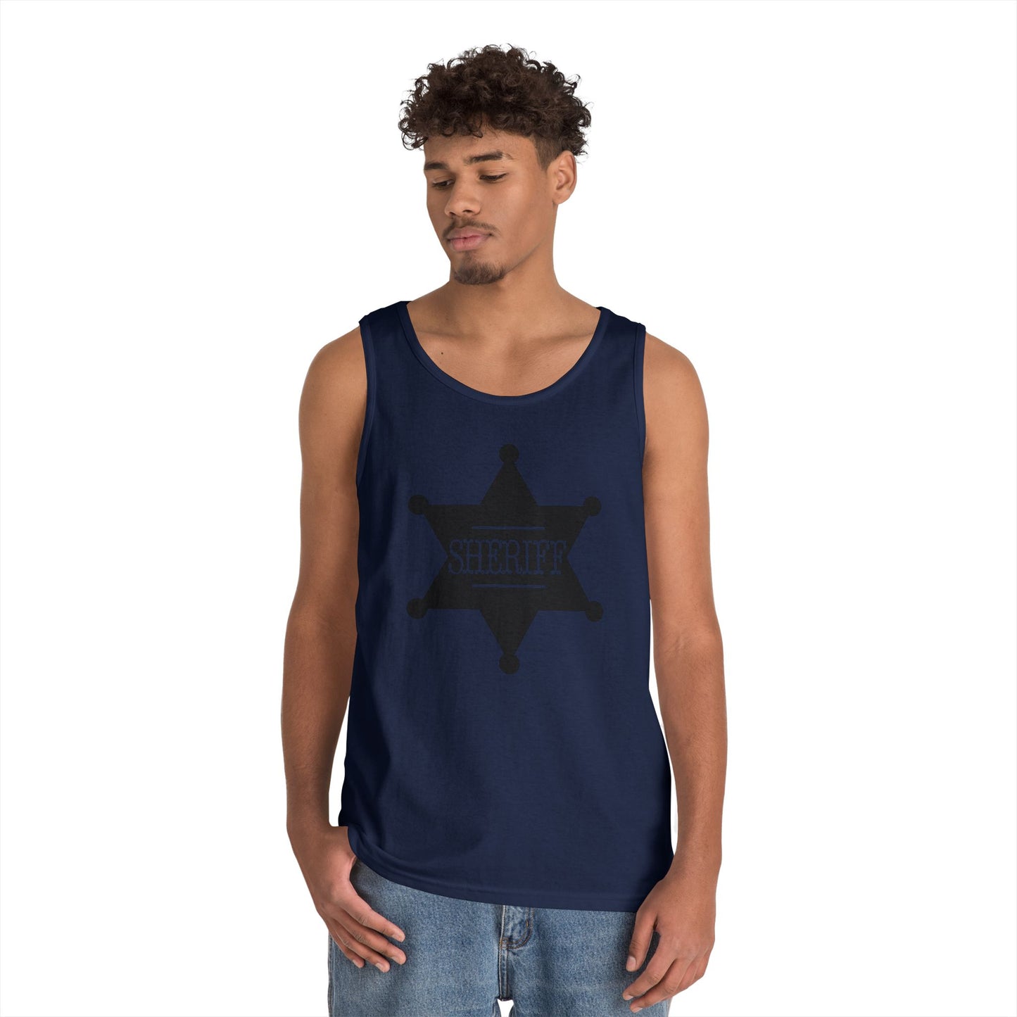 Unisex Heavy Cotton Tank Top - Sheriff Badge w Txt Sheriff X 300