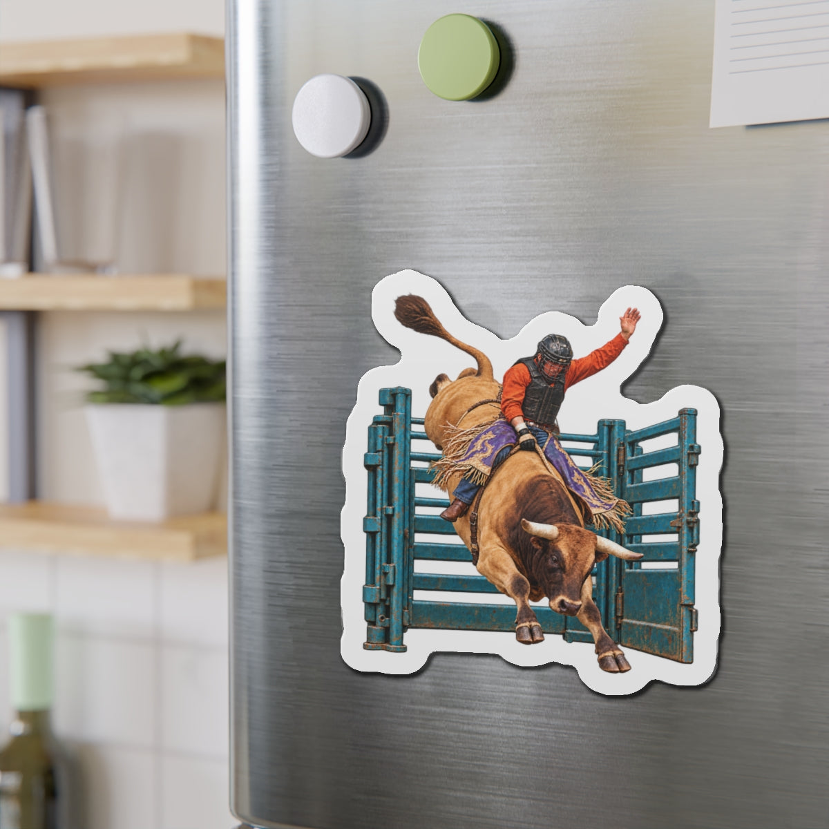 Die-Cut Magnets — Cowboys - Bull Rider - Out of the Chute - without Text - 3D Transparent