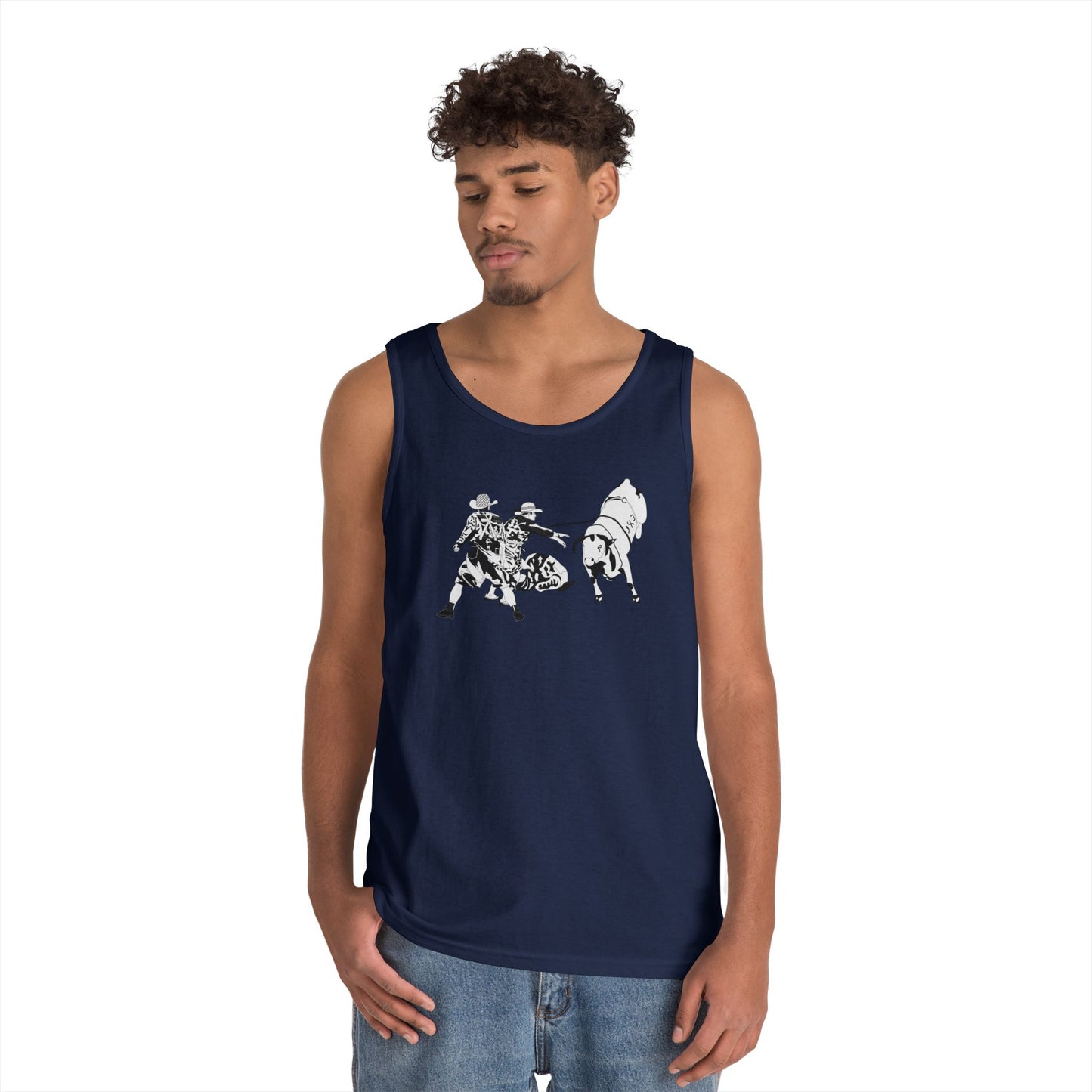 Unisex Heavy Cotton Tank Top - Clowns and Bull - BW
