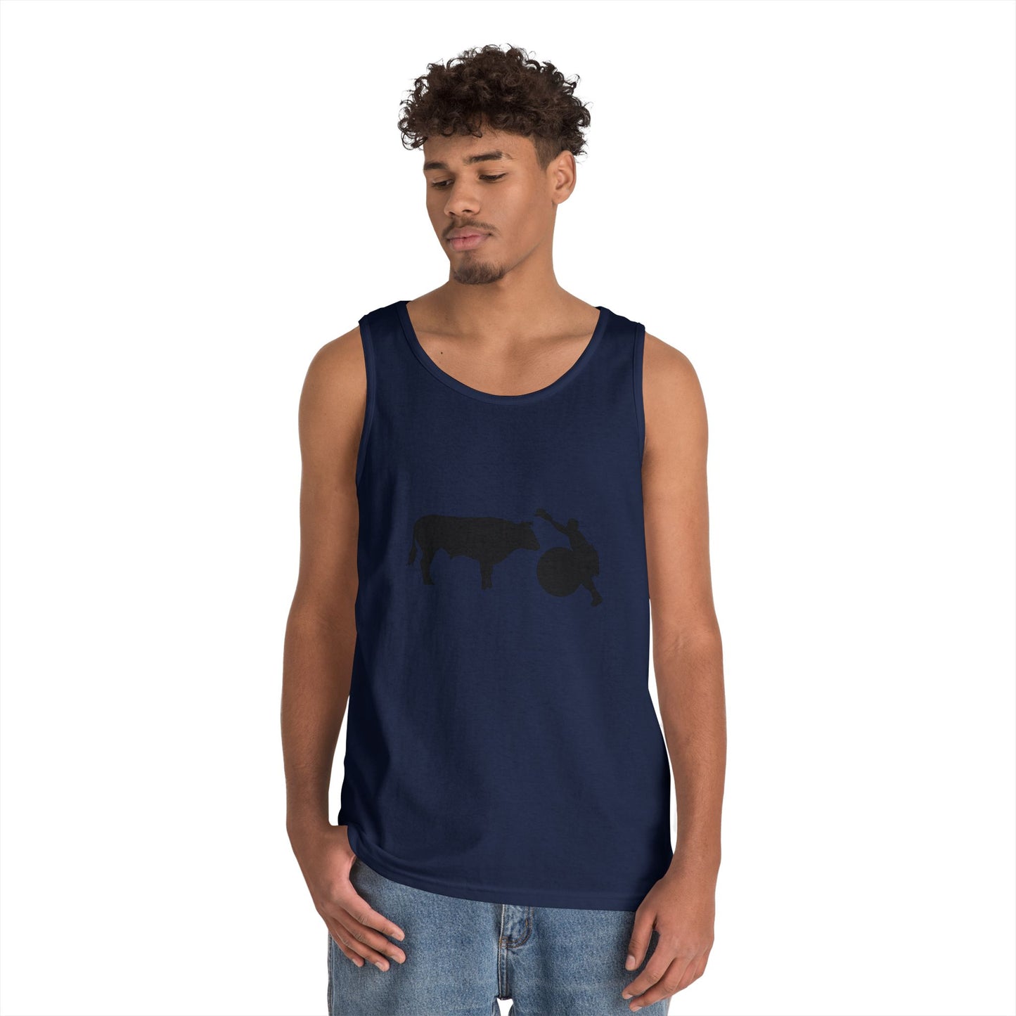 Unisex Heavy Cotton Tank Top - Clown and Bull - Silhouette - V2