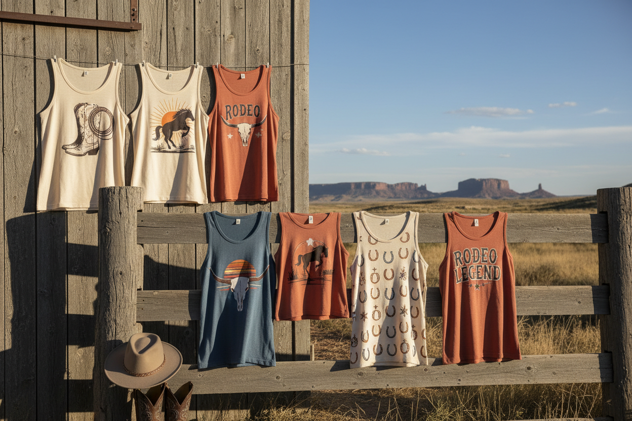 Western Tank Tops & Cowboy Sleeveless Shirts - Cowboy Stickers Plus