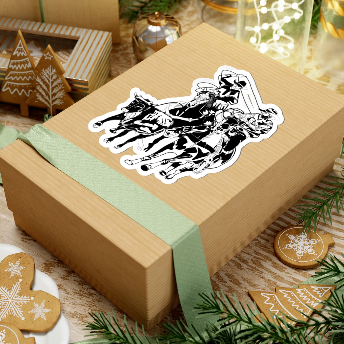 Kiss-Cut Stickers - California Rodeo - Salinas Team Roping - BW