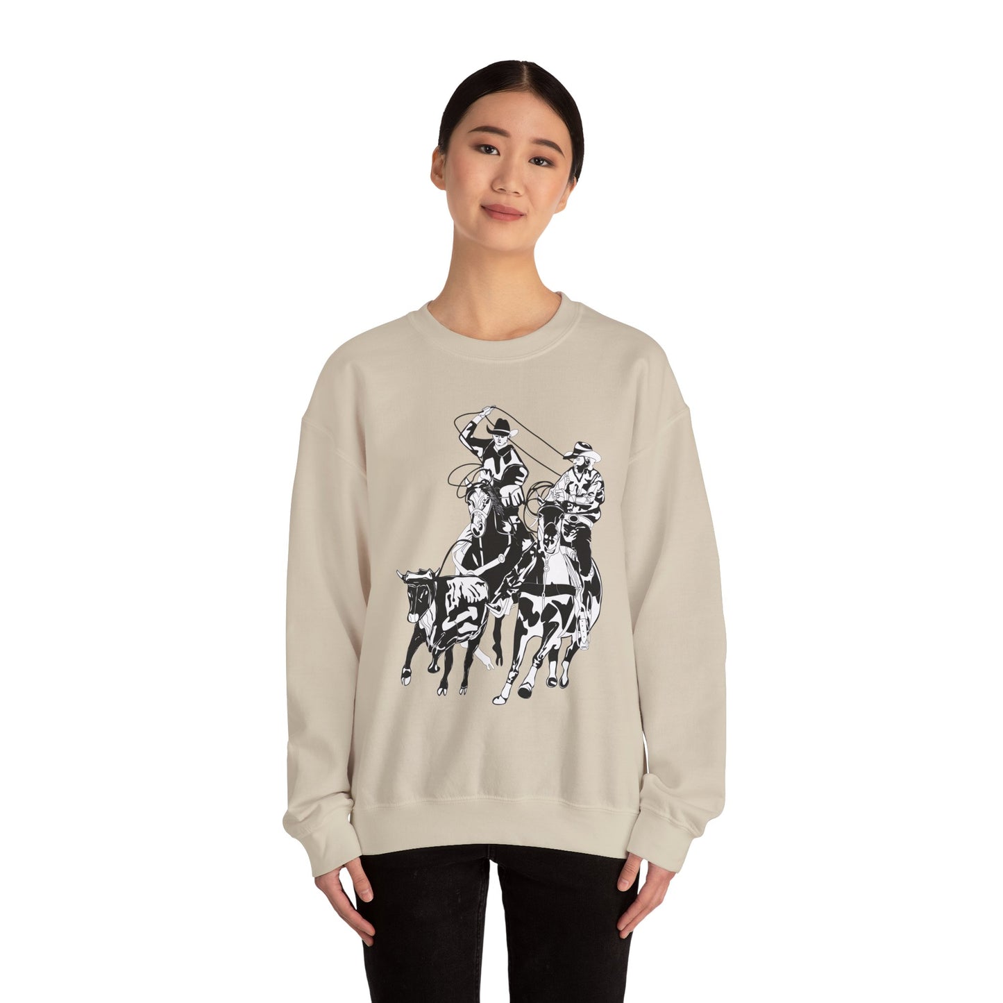 Crewneck Sweatshirt - California Rodeo - Salinas Team Roping - BW