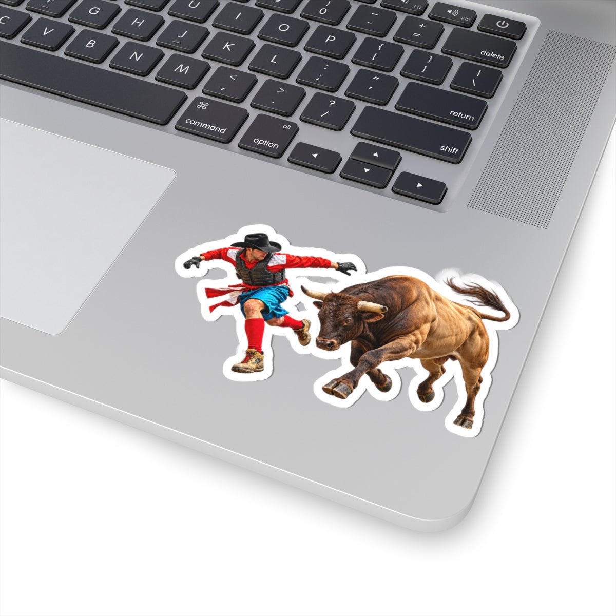 Kiss-Cut Stickers - Cowboys - Bull Chasing Clown - without Text - 3D Transparent