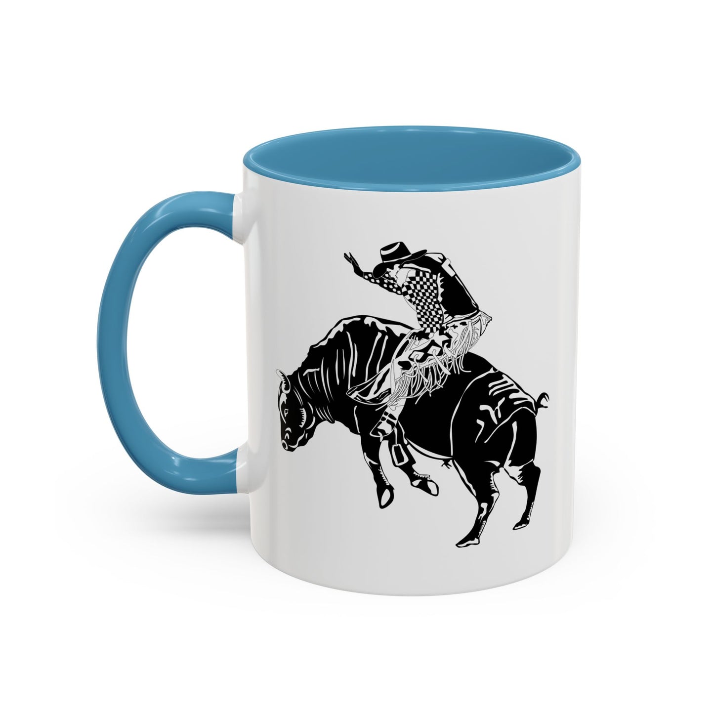 Accent Coffee Mug (11, 15oz) - Cowboy - Bull Rider - BW