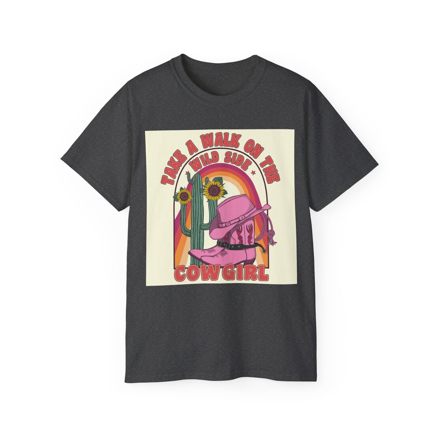 Unisex Ultra Cotton Tee - Cowgirl Sunset Boots & Cactus