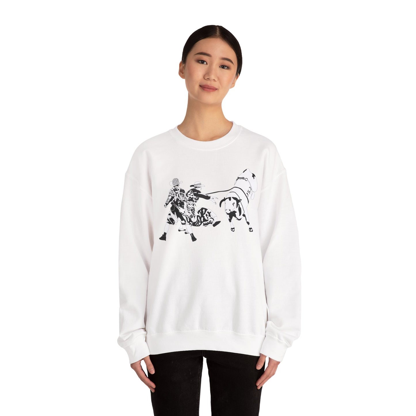 Crewneck Sweatshirt - Clowns and Bull - BW