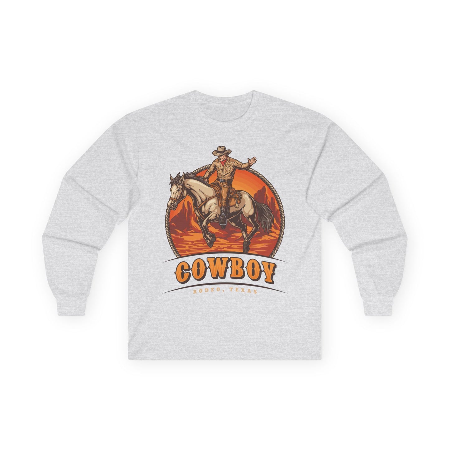 Unisex Ultra Cotton Long Sleeve Tee - Rodeo Cowboy - Texas
