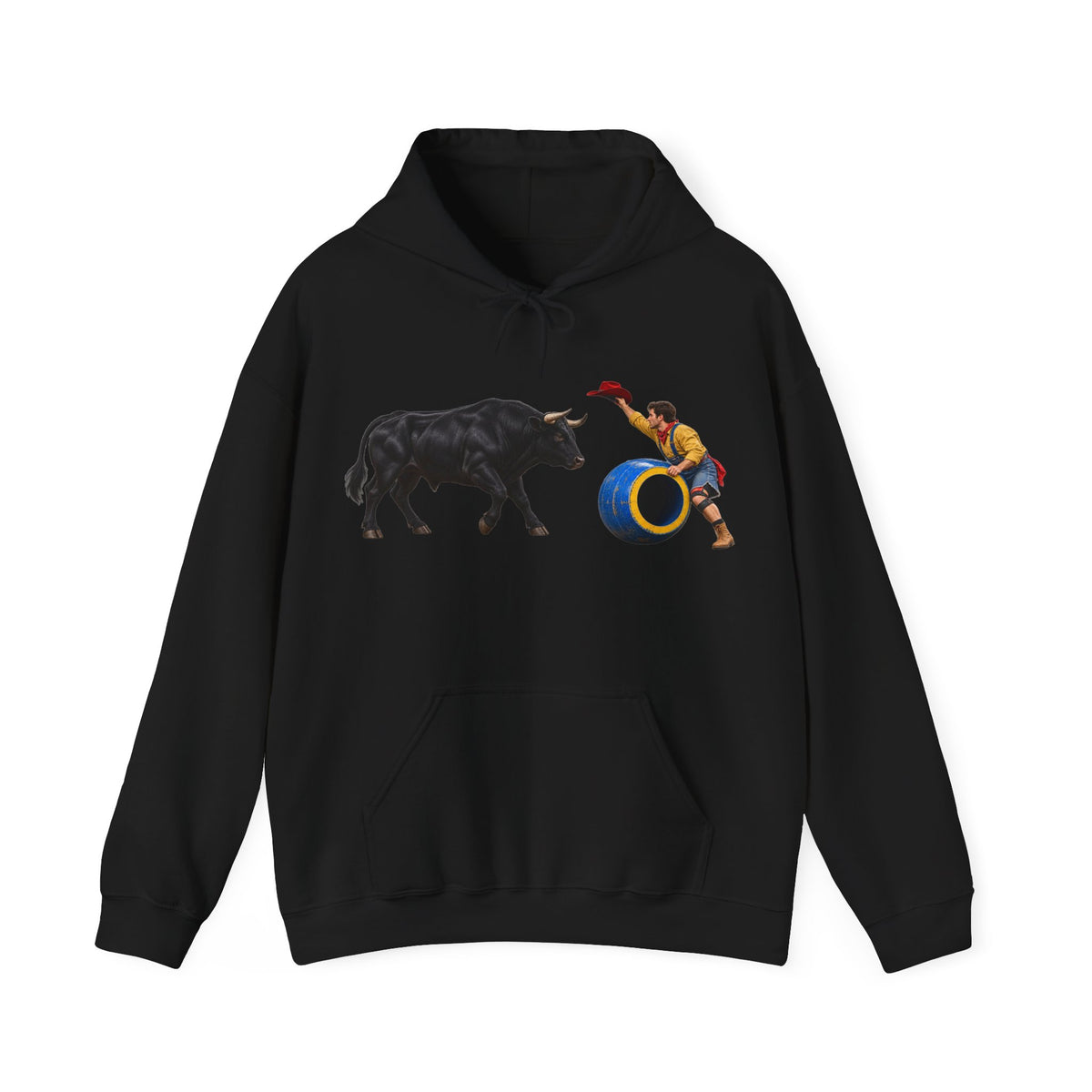 Hoodie — Cowboys - Clown Teasing Bull, Barrel - 3D Transparent