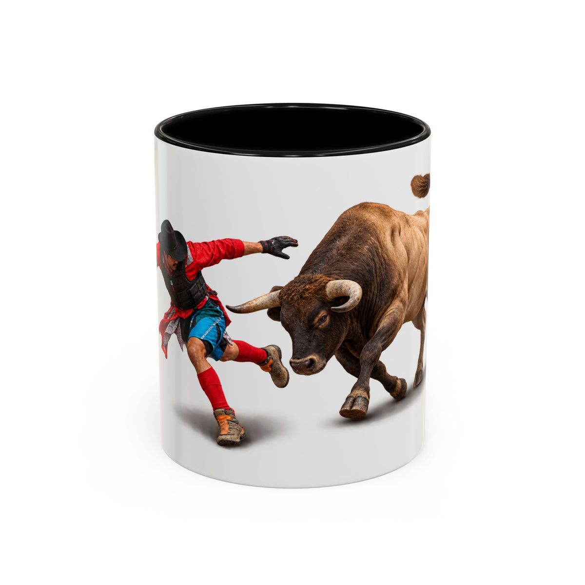 Accent Coffee Mug (11, 15oz) - Rodeo - Bull and Clown - 3D