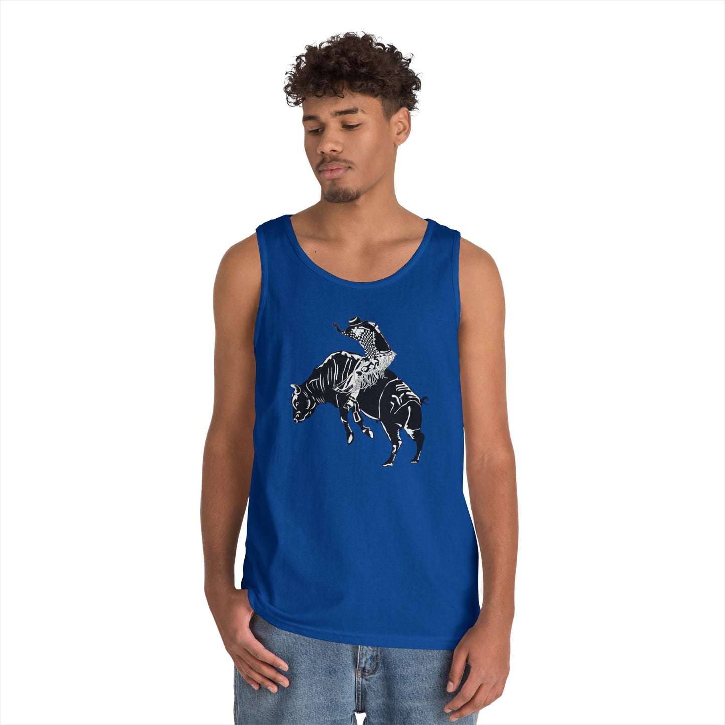 Unisex Heavy Cotton Tank Top - Cowboy - Bull Rider - BW