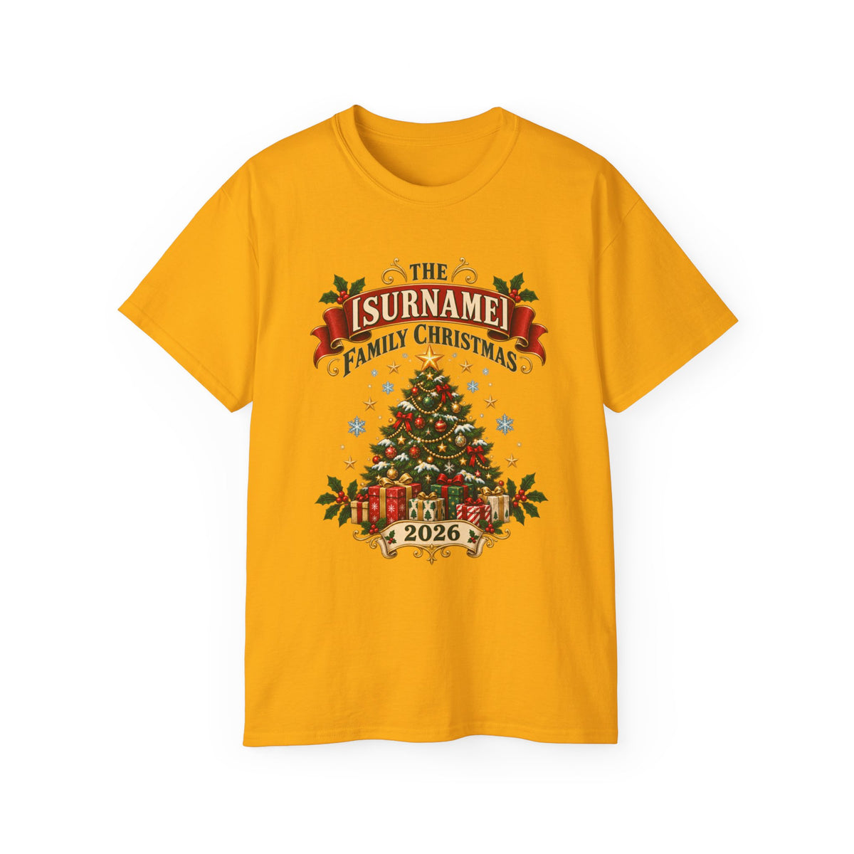 Unisex Ultra Cotton Tee - Vintage Family Christmas Tree - Free Customization