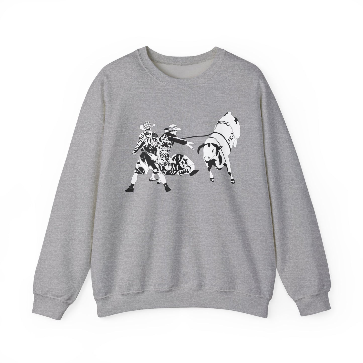 Crewneck Sweatshirt - Clowns and Bull - BW