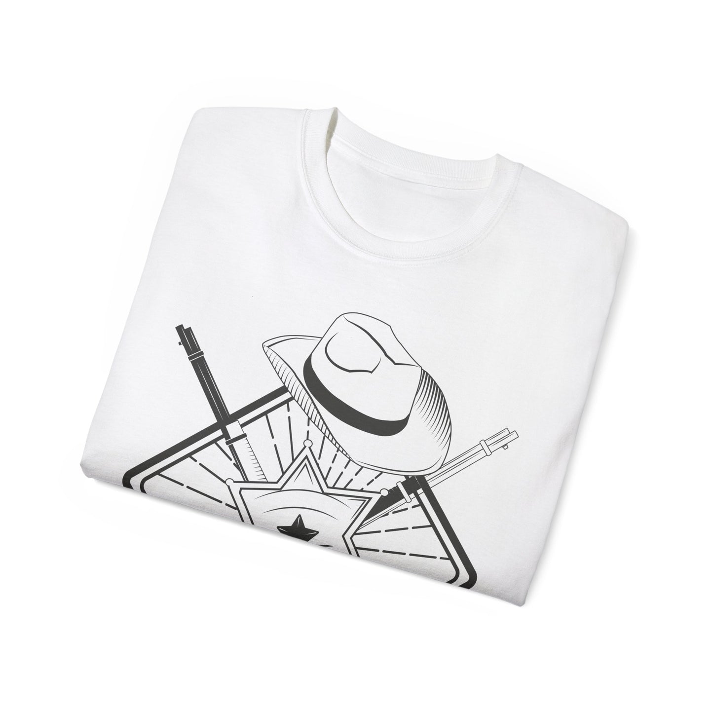 Unisex Ultra Cotton Tee - Vintage Cowboy w Rifles and Hat