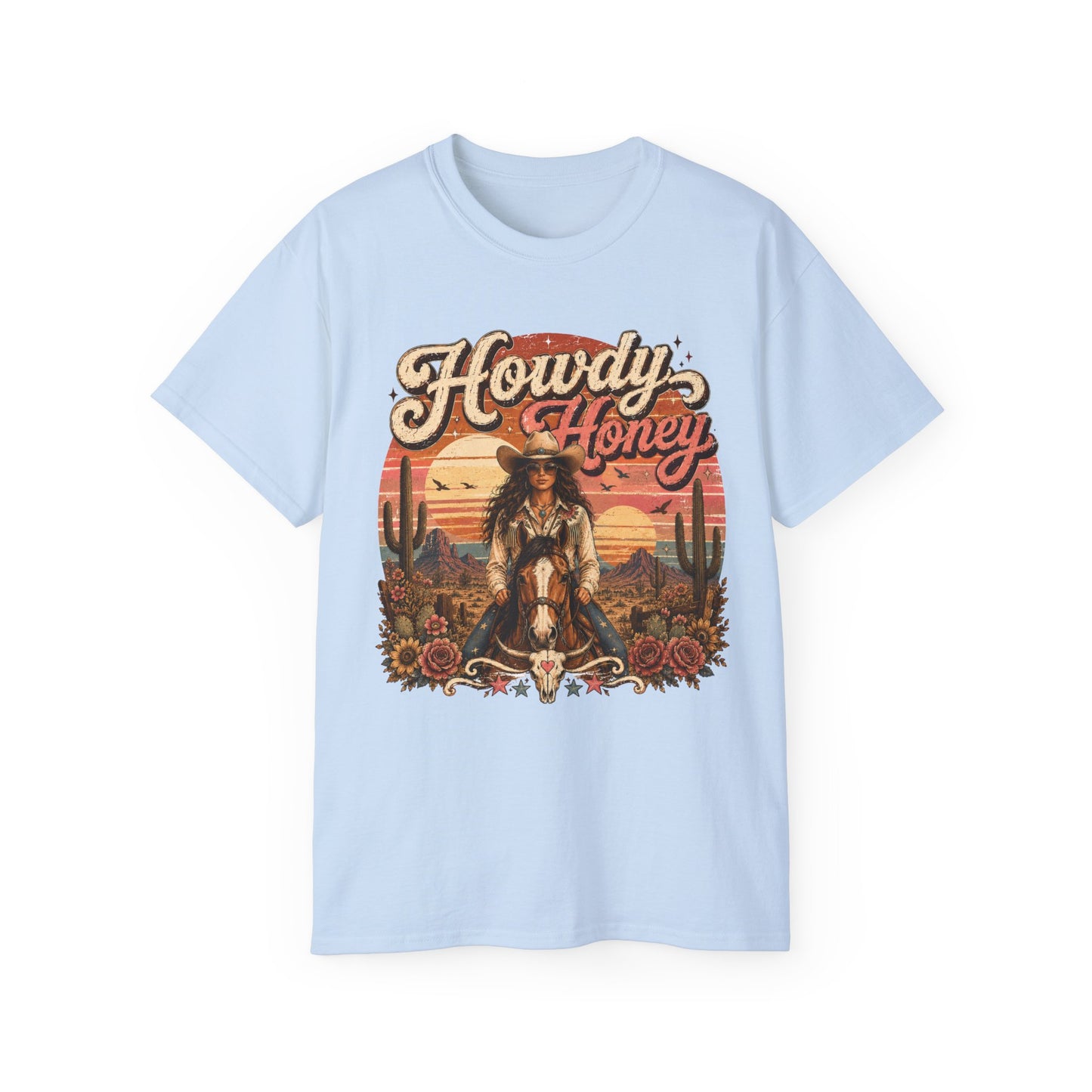 T-Shirt - Howdy honey cowgirl sunset vibes
