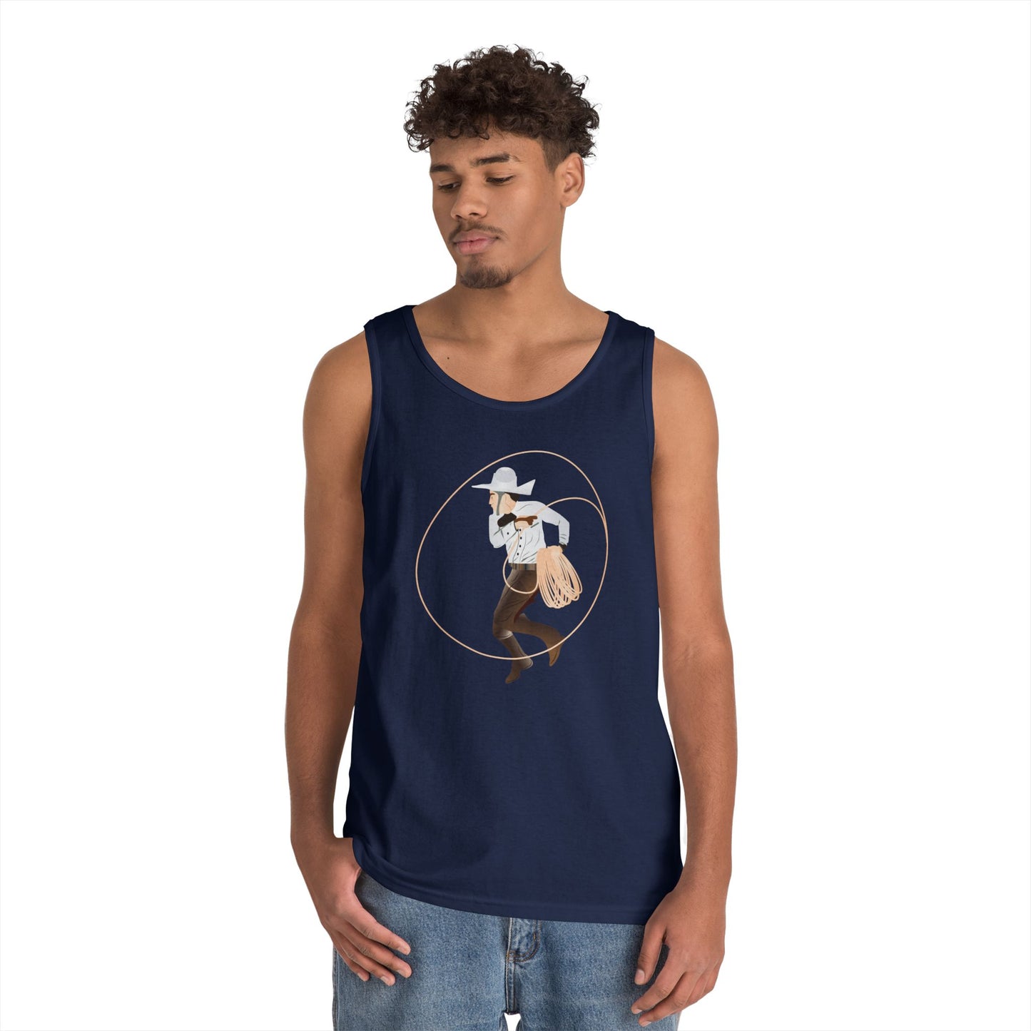 Unisex Heavy Cotton Tank Top - Rodeo - Mexican Cowboy - Lariat