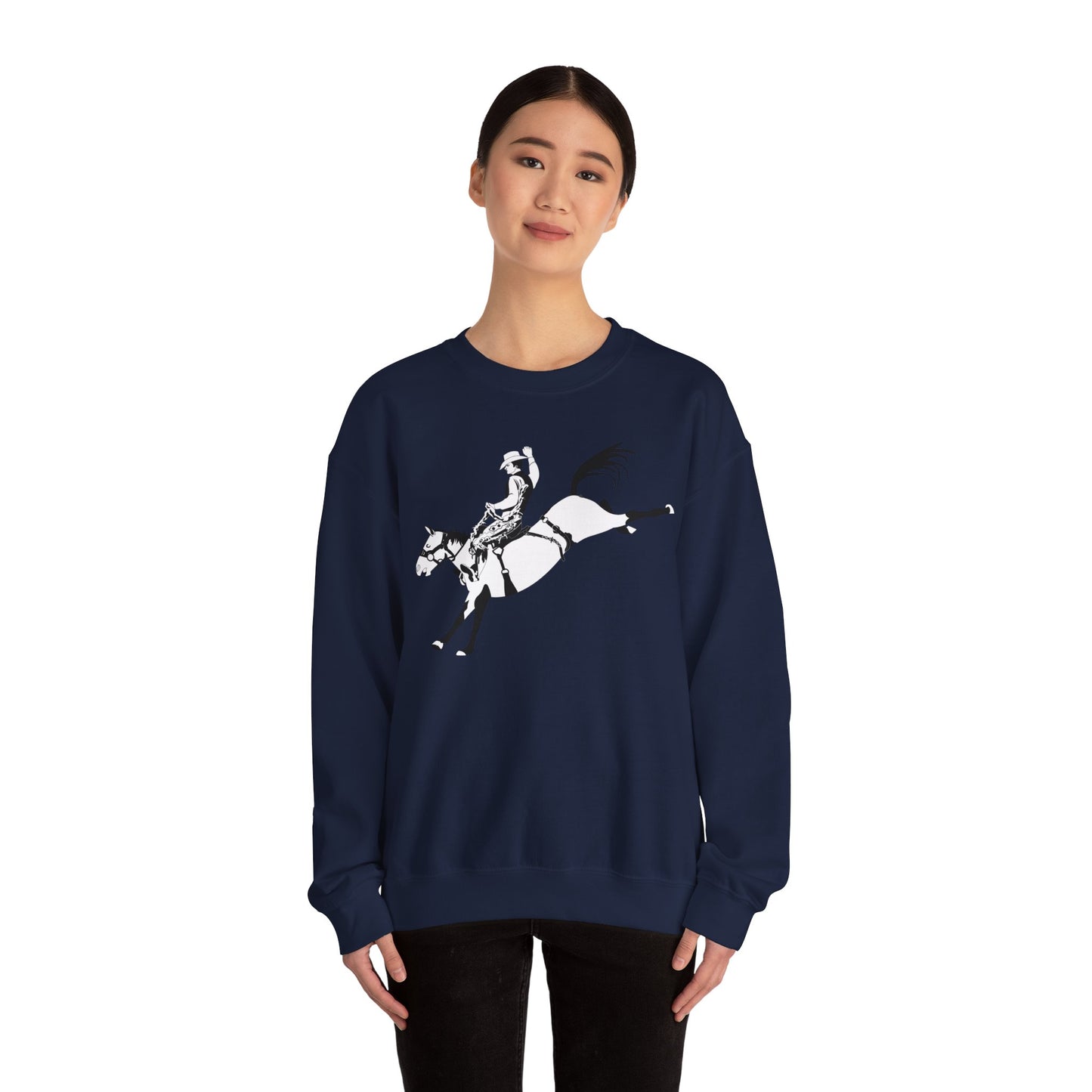 Crewneck Sweatshirt - Cowboy - Bronco Buster - BW