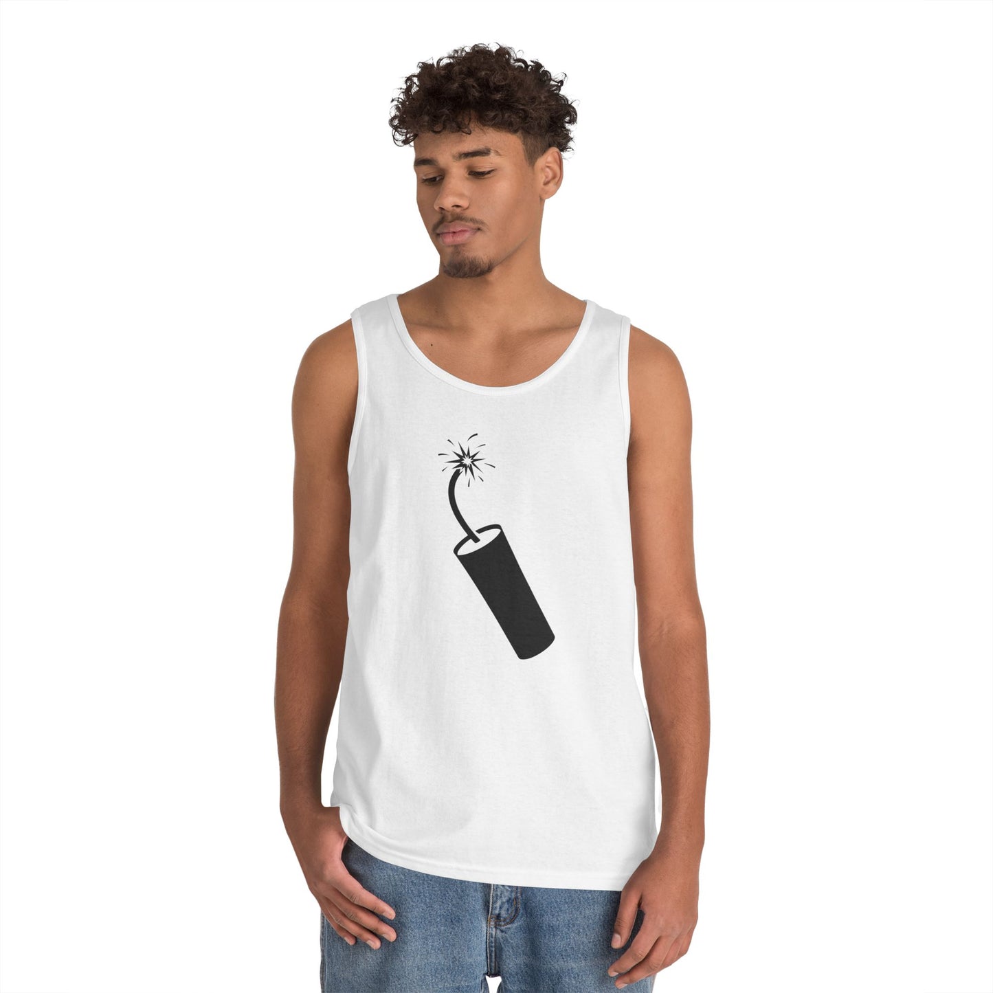 Unisex Heavy Cotton Tank Top - Dynamite Stick w Burng Fuse X 300