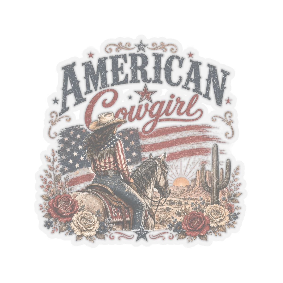 Kiss-Cut Sticker — American cowgirl