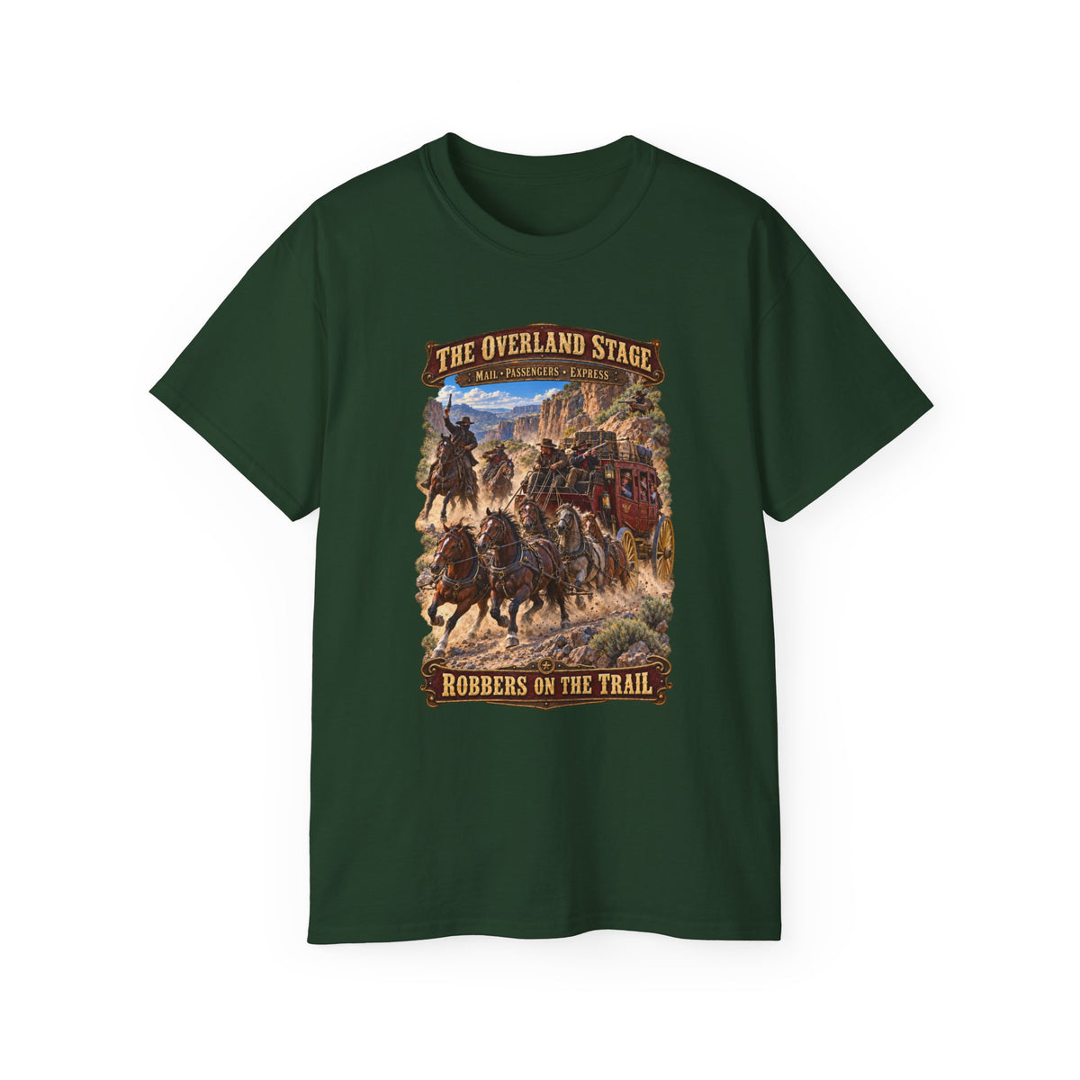 Unisex Ultra Cotton Tee - Overland Stage - Robbers on the Trail - 3D - Enhanced