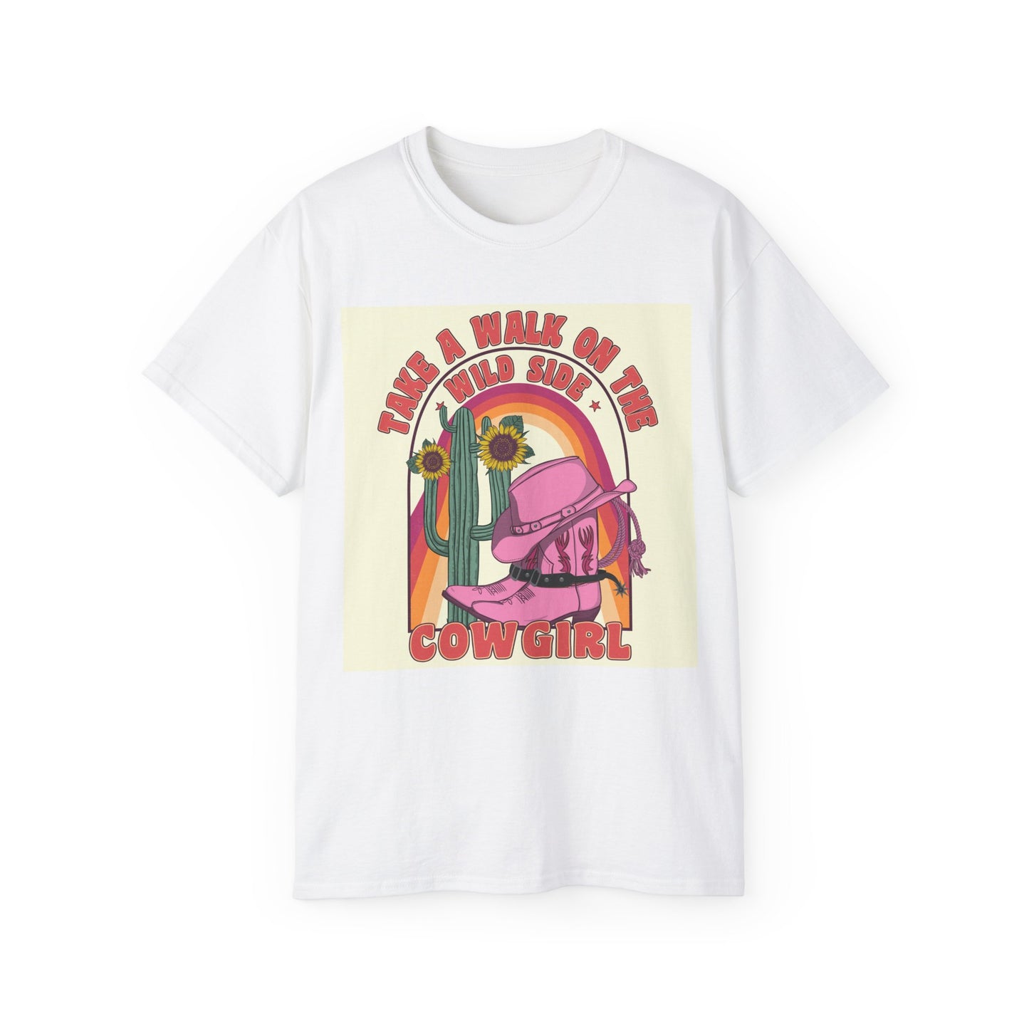 Unisex Ultra Cotton Tee - Cowgirl Sunset Boots & Cactus