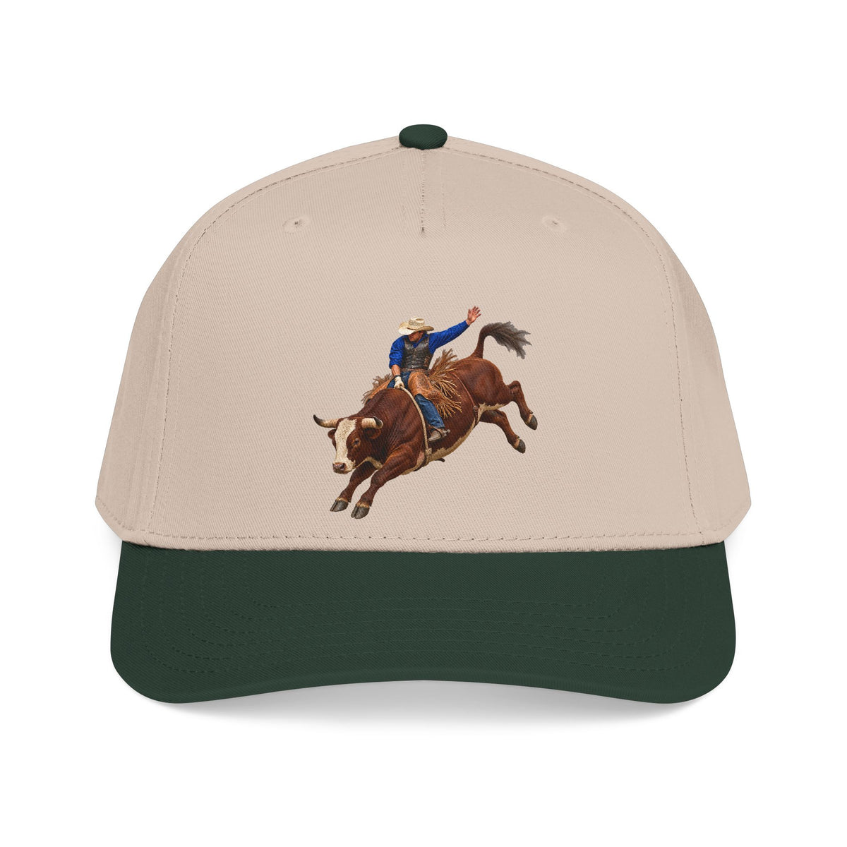 Mid Profile Baseball Cap — Cowboys - Bull Rider - Mid Ride - without Text - 3D Transparent
